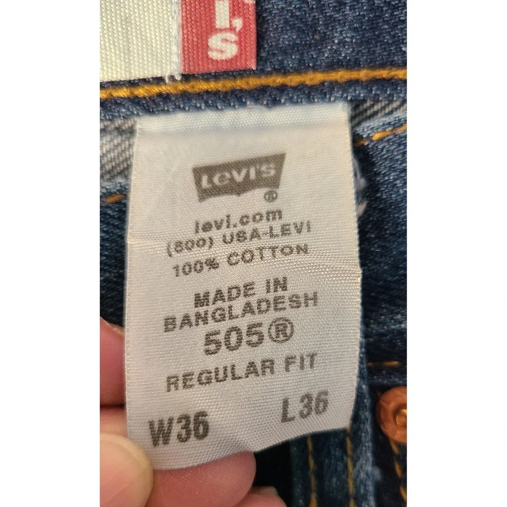 Levis 505 Regular Fit Jeans Mens 36x36 Medium Wash Blue Straight Leg Denim